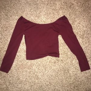maroon long sleeve crop top with laced back